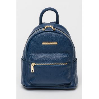 Rucsac de piele cu buzunar frontal cu fermoar