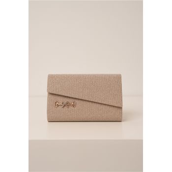Clutch sampanie cu glitter si accesoriu fundita