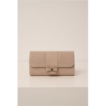 Clutch sampanie cu glitter si funda