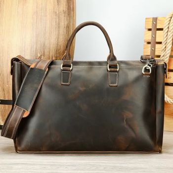 Geanta de calatorie unisex, Nyko GT3290, piele naturala, Maro la reducere