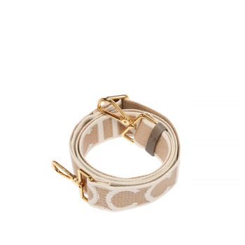 Logo signature shoulder strap sand + warm taupe