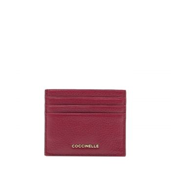 Metallic soft card case grained leather sangria Metallic soft card case grained leather sangria