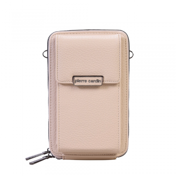 Poșetă crossbody femei Pierre Cardin bej cu brand logo 7POSS123131BE