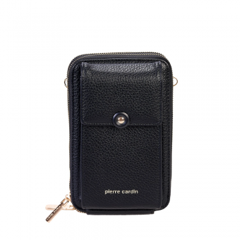 Poșetă crossbody femei Pierre Cardin neagră cu brand logo 7POSS123331N