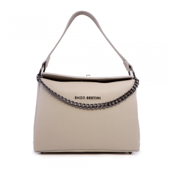 Poșetă satchel femei Enzo Bertini gri deschis din piele naturală 154POSP331GH