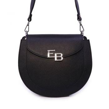 Poșetă satchel femei Enzo Bertini neagră cu logo 154POSP3352N
