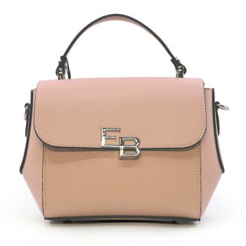 Poșetă satchel femei Enzo Bertini nude din piele naturală cu logo 154POSP3371NU