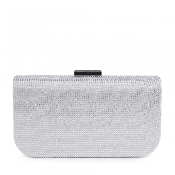 Poșetă tip clutch femei Benvenuti argintie cu ștrasuri  290PLS28807AG