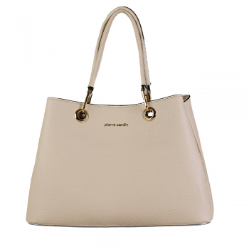Poșetă tote femei Pierre Cardin bej cu brand logo 7POSS3367748BE