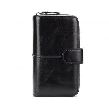 Portofel dama Delis, Amirel PT1402, piele naturala, Negru