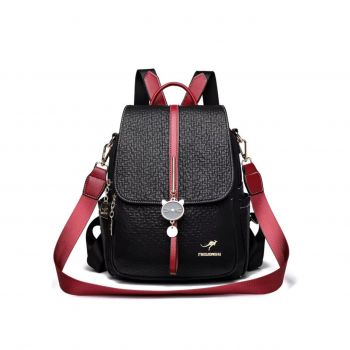 Rucsac dama, Iliris GT3605, Negru/Rosu