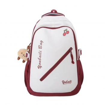 Rucsac dama, Ysoria GT3689, Alb/Rosu de firma original