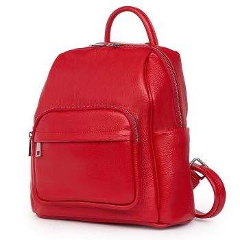 Rucsac din piele naturala Vicenzo rosu