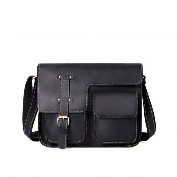 Servieta pentru barbati, Dastan GT3269, piele naturala, Neagra