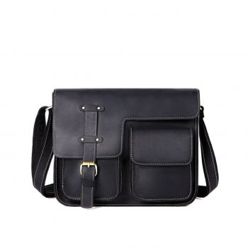 Servieta pentru barbati, Dastan GT3269, piele naturala, Negru