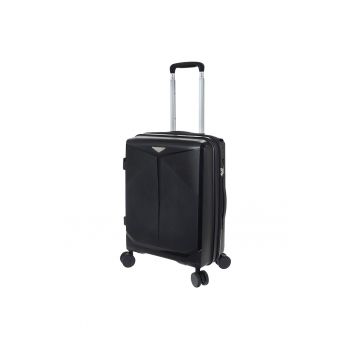 Troler de cabina extensibil  Mars - 55x40x20 cm - +20% capacitate - bagaj de mana - polipropilena - cifru TSA - 4 roti 360° - negru