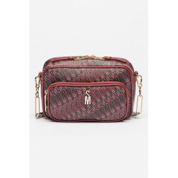 Geanta crossbody cu buzunar frontal si model Retort