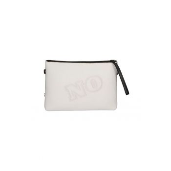 Geanta crossbody cu fermoar si text in relief