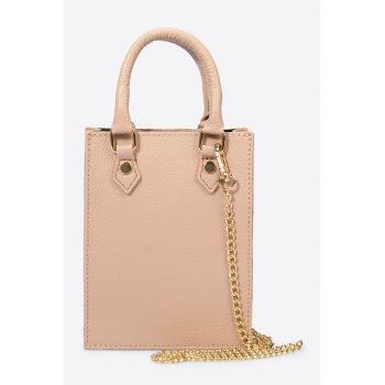 Geanta crossbody de piele cu bareta de lant