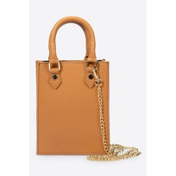 Geanta crossbody de piele cu bareta de lant
