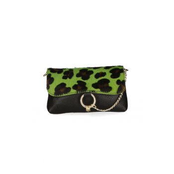 Geanta crossbody de piele cu detaliu lant