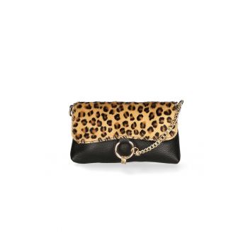 Geanta crossbody de piele cu detaliu lant