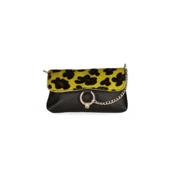 Geanta crossbody de piele cu detaliu lant