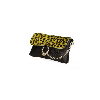 Geanta crossbody de piele cu detaliu lant