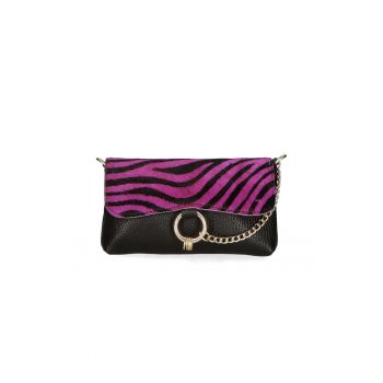 Geanta crossbody de piele cu detaliu lant
