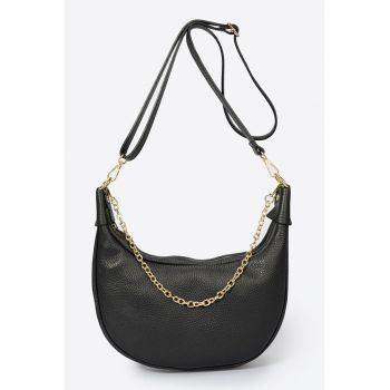 Geanta crossbody de piele cu maner de lant