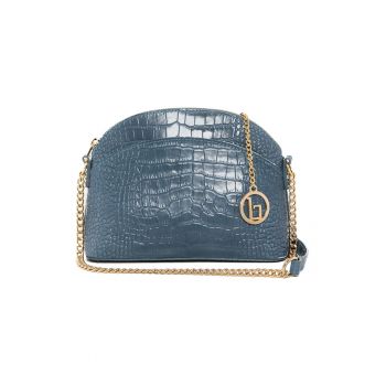 Geanta crossbody de piele cu model piele de reptila