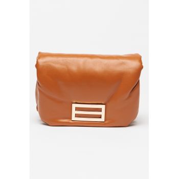 Geanta crossbody de piele ecologica cu aplicatie metalica