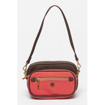 Geanta crossbody de piele ecologica cu aspect contrastant
