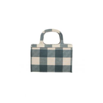 Geanta crossbody de piele intoarsa in carouri