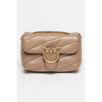 Geanta crossbody de piele Love Puff Baby - Maro taupe deschis