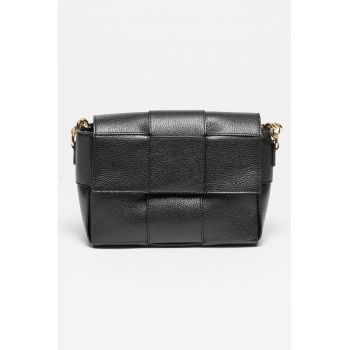 Geanta crossbody din piele cu aspect impletit