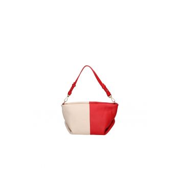 Geanta crossbody din piele cu model in doua tonuri