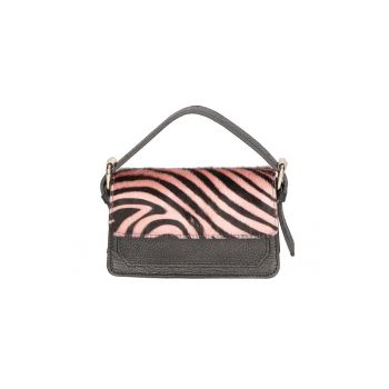 Geanta crossbody din piele cu segment din piele cu par scurt