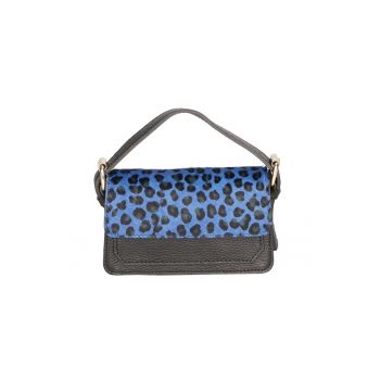 Geanta crossbody din piele cu segment din piele cu par scurt