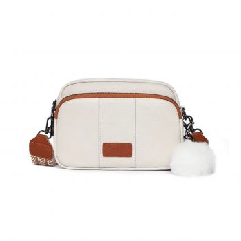 Geanta dama, Miralys GT3347, piele naturala, Crem/Maro