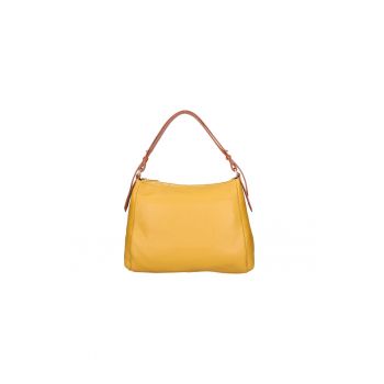 Geanta de piele cu bareta de umar si aspect texturat 24267