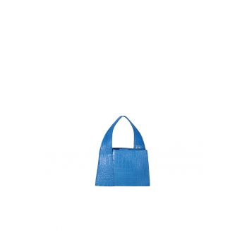Geanta de piele cu maner si model piele de reptila