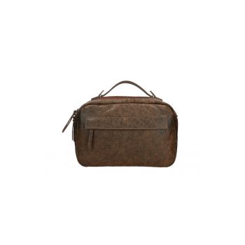 Geanta de piele unisex texturata cu bareta de umar 25599