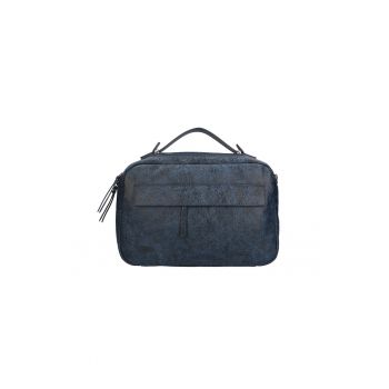 Geanta de piele unisex texturata cu bareta de umar 25599