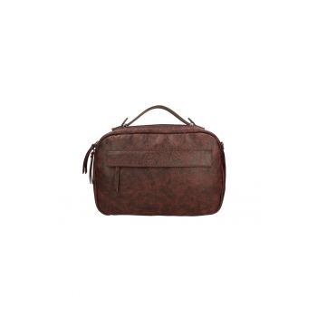 Geanta de piele unisex texturata cu bareta de umar 25599