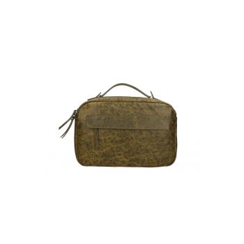 Geanta de piele unisex texturata cu bareta de umar 25599