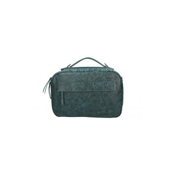Geanta de piele unisex texturata cu bareta de umar 25599