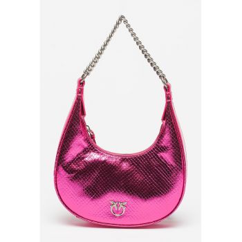 Geanta din piele cu maner si aspect de piele de sarpe Mini Brioche