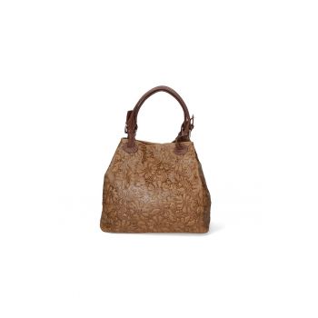 Geanta hobo cu model floral in relief
