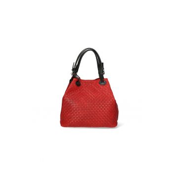 Geanta hobo din piele cu aspect tesut